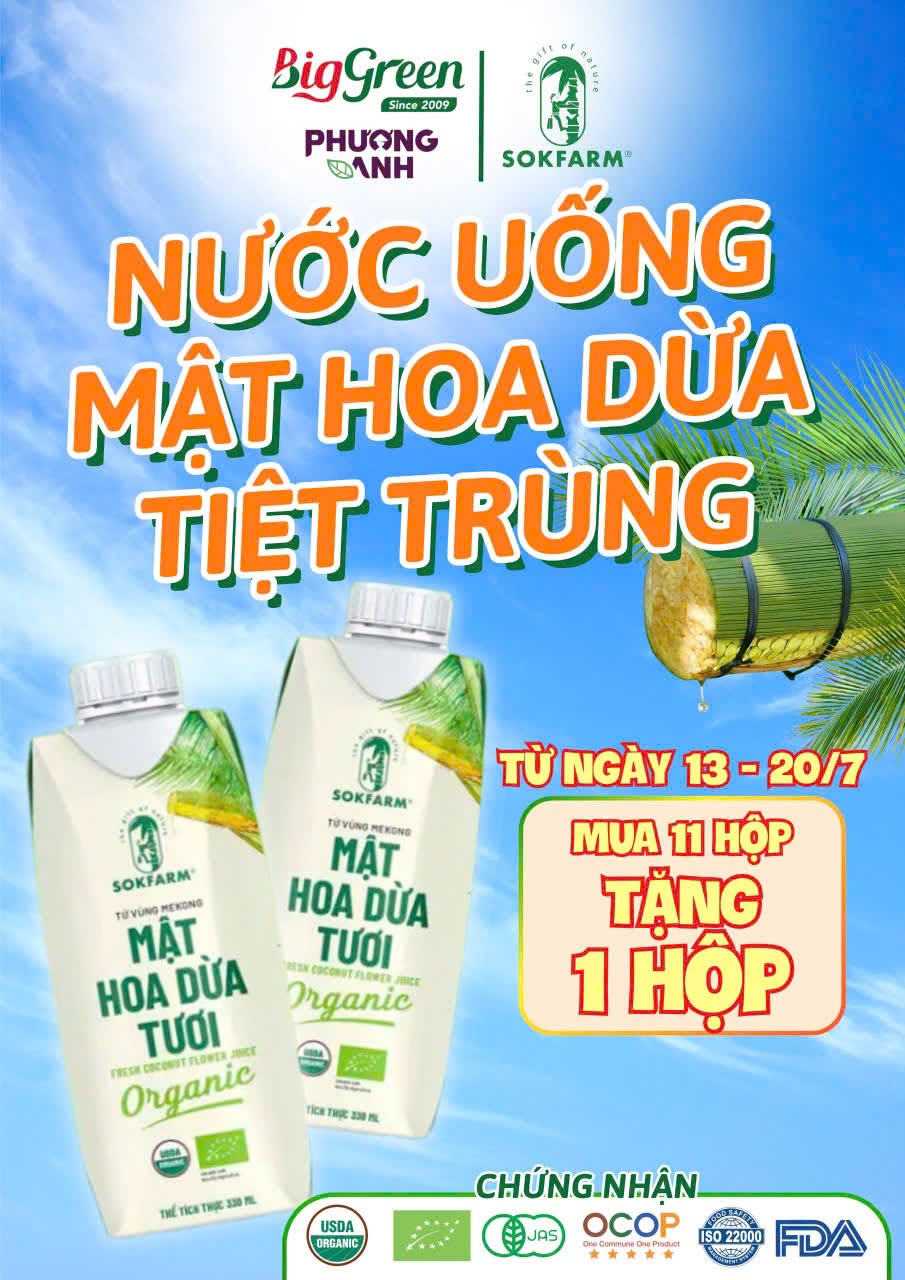 Nước Mật Hoa Dừa SOKFARM (Mua 11 chai tặng 1 chai)