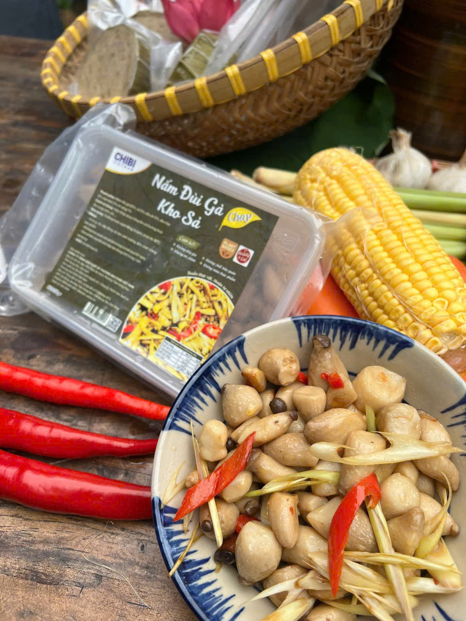 Nấm Đùi Gà kho Sả chay